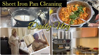 కొత్తగా తెచ్చిన Iron Pan cleaning  Fridgeని సర్ధుకున్నాను । Red sauce pasta  me timeteluguvlogs [upl. by Nodgnal]