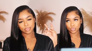 QUICKEST HAIRSTYLE  SLEEK DEEP SIDE PART  VPART WIG INSTALL  MEGALOOK [upl. by Spalding]