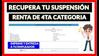 COMO RECUPERAR MI SUSPENSIÓN DE RENTA DE 4TA CATEGORIA  SUNAT 2023 [upl. by Atsahs]