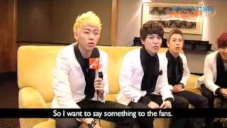 120105 RazorPop Block B interview in Singapore Part 2 [upl. by Llenej278]