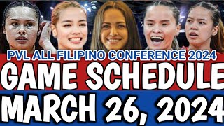 PVL GAME SCHEDULE MARCH 26 2024 pvlgameschedule pvlschedule gameschedule [upl. by Cicely]