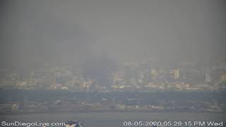 Fire in south bay caught on the camera at Cabrillo [upl. by Sigfrid]