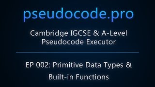 EP002 All Primitive Data Types amp BuiltIn Functions [upl. by Ellenehc]