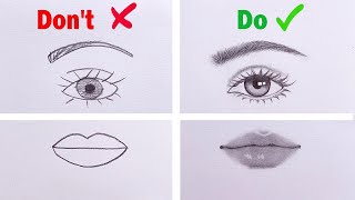 Dont VS Do  How to draw Lips Eye Nose and Hair  Drawing Tutorial [upl. by Beckett]