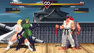 Catwoman amp PowerGirl VS Ryu amp Akuma I HIGH LEVEL EPIC FIGHT [upl. by Renferd]