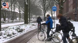 Cycling in the snow in sHertogenbosch Netherlands 235 [upl. by Ael]