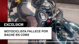 Fallece motociclista al caer en peligroso bache en Circuito Río Churubusco CDMX [upl. by Thibaud]