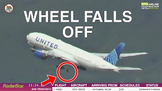 🛞 SFO LIVE  UNITED 35 TO OSAKA PLANE WHEEL FALLS OFF [upl. by Loriner559]