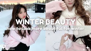 how to look more beautiful for winter ❄️⛄️ skincare makeup outfit [upl. by Spark]