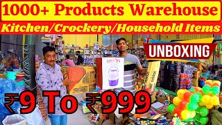 UNBOXING1000 Products  KitchenCrockeryHouseholdPlastic Items  Wholesale market in Jaipur [upl. by Virgin486]