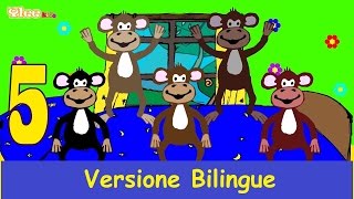 Cinque scimmiette  Five Little Monkeys  Canzone per bambini  Yleekids Italiano [upl. by Stouffer]