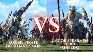 WARHAMMER III Total War  Zombie Pirate Deckhands Mob Polearms VS Ungor Spearmen Herd Shields [upl. by Alvina]