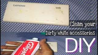 How To Clean white Powerbank earphone And other White Accessories  DIY [upl. by Ohnuj]