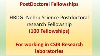 Postdoctoral Fellowship I HRDG Nehru Science Postdoctoral research Fellowship for CSIR Laboratories [upl. by Inglebert367]