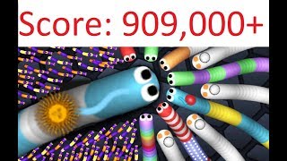 World record in slitherio  Score  909000 High lights 세계 기록 世界記録 [upl. by Ernst]