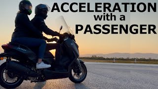 Yamaha XMAX 300  acceleration with a PASSENGER [upl. by Nosbig]