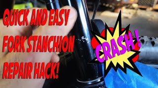 Mountain Bike Scratched Front Fork Stanchion Easy and Cheap Fix [upl. by Oettam912]