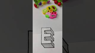 very easy how to drawing 3d floating latterquotE anamorfic illusionkidsdrawingviralartwork [upl. by Merete]