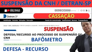 DETRAN SP SUSPENSÃO da CNH  Como fazer RECURSO [upl. by Yahc]