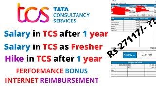 Salary in TCS As Fresher  Salary in TCS After 1 year  Performance Bonus Hike Internet Charges [upl. by Stryker]