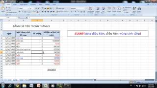 Hướng dẫn sử dụng hàm SUM và SUMIF trong Excel 2007 [upl. by Nybor853]