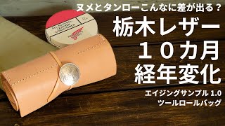 【経年変化記録 10】栃木レザーで作成したツールロールバッグ10カ月の経年変化！ [upl. by Englis]