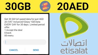 Etisalat 30GB 20 AED  etisalat 30 gb offer 20 AED  Etisalat data offer [upl. by Galloway]