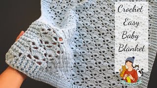 Crochet Easy Shell Stitch Baby Blanket  Beginner Friendly Tutorial [upl. by Korns77]