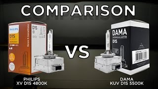 PHILIPS 4800K XTREME VISION D1S vs DAMA 5500K KANJI ULTIMATE VISION D1S [upl. by Klemperer800]