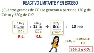 REACTIVO LIMITANTE Y EN EXCESO Paso a paso FÁCIL 2 Ejemplos [upl. by Nomihs]