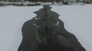 ICY DEER ESCAPE CAUGHT ON DRONE VIDEO [upl. by Oirasec]