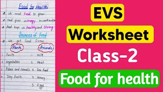 EVS class 2 Worksheet  food for health [upl. by Kravits]