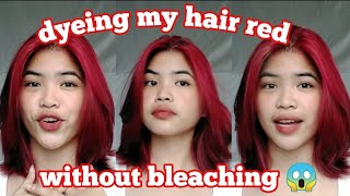 DYEING MY HAIR RED WITHOUT BLEACHING  Janine Rivera [upl. by Warfore789]