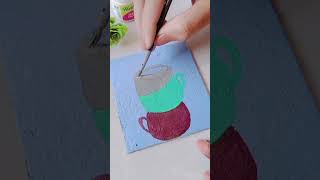 stacked cups  acrylic painting  shorts youtubeshorts fineart painting [upl. by Aihcsrop]