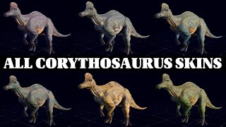 ALL CORYTHOSAURUS SKINS  JURASSIC WORLD EVOLUTION 2 [upl. by Emelin]