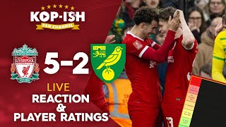 REDS THROUGH TO THE NEXT ROUND  LIVERPOOL 52 NORWICH  LIVE MATCH REACTION amp PLAYER RATINGS [upl. by Drandell209]