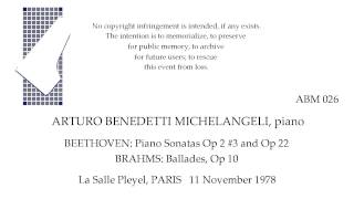 ARTURO BENEDETTI MICHELANGELI piano La Salle Pleyel recital PARIS 1978 [upl. by Nnaerb]