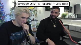 xQc Does Shisha with Drake for The First Time Ever [upl. by Eirek]