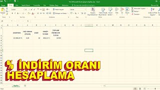 EXCEL  İNDİRİM ORANI NASIL HESAPLANIR YÜZDE HESAPLAMA İŞLEMİ 09062020 [upl. by Edals]