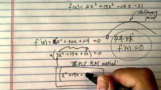 Stationary Points fx2x315x224x21 [upl. by Cohe]