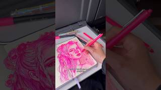 Tekenen met 1 kleur creatief roze tekenen schetsboek art drawing ns [upl. by Camey]