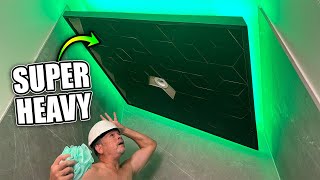 We Built the Most INSANE Suspended Shower Soffit with LEDs and Tile [upl. by Kort78]