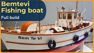 Fishing boat Bemtevi  RC wooden Nauticurso kit RC DIY kit boat [upl. by Kristopher]