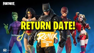 DC SKINS RETURN RELEASE DATE in FORTNITE ITEM SHOP DC Skins Returning Chapter 2 Remix [upl. by Asirrak]