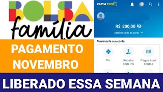 PAGAMENTO BOLSA FAMÍLIA DE NOVEMBRO LIBERADO ESSA SEMANA CONFIRA O CALENDÁRIO COMPLETO [upl. by Urial920]