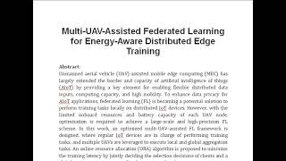 Multi UAV Assisted Federated Learning for Energy Aware Distributed Edge Training [upl. by Dolli]