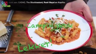 Campingkok  Bbq Pasta met Kip [upl. by Noakes155]