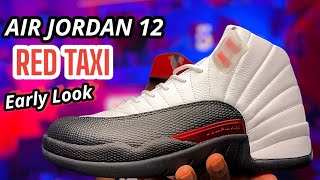 EARLY IN HAND LOOK AT THE 2024 AIR JORDAN 12 “RED TAXI”  3RD PARTY [upl. by Thurlough]