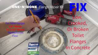 Ultimate Guide to Fixing Low Crooked or Broken Toilet Flange One N Done Toilet Flange Repair Kit [upl. by Nad512]