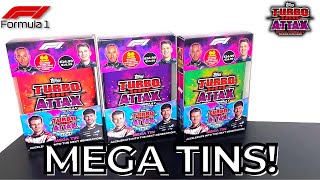 OPENING ALL 3 MEGA TINS  TOPPS FORMULA 1 TURBO ATTAX 2023  12 EXCLUSIVE SUBSET CARDS [upl. by Ardiedak]